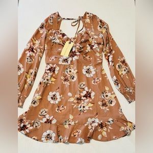 B.P.GCollective, Women dress, Size S, floral Brown color.
